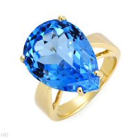 Gorgeous Ring With 14.80ctw Genunie Solitare Topaz Crafted in 10K Yellow Gold