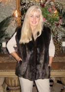 Christina Long Hair Beaver Fur Vest With Mink Trim