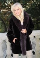 Black Cherry Beaver Coat With Fox Trim - Size 6