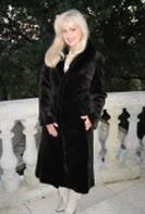 Stella Brown Sheared Mink Coat With Longhair Collar