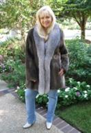 Dazzling Longhair Beaver Coat with Fox Trim