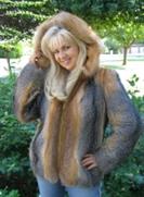 Lovely Hooded Grey Fox Coat - Size 8