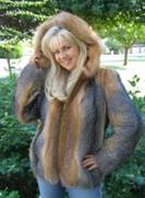 Lovely Hooded Grey Fox Coat - Size 8