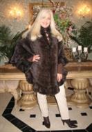 Mahogany Ruffled Knitted Mink Cape/Shawl