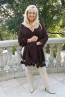 Best Friend Brown 100% Cashmere Shawl With Mink Pom Poms