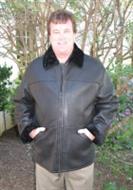 Zipper Closure Black Merino Shearling Sheepskin Coat - Sizes XL, 2X and 3X