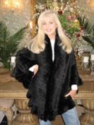 Black Ruffled Knitted Mink Cape/Shawl