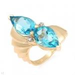 Stunning Ring With 7.02ctw Diamonds and Topazes Beautifully Designed In 10K Yellow Gold