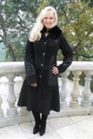 Pretty Girl Spanish Merino Shearling Sheepskin Coat With Black Fox Collar - Size 6
