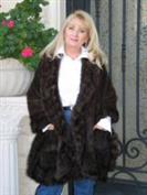 Mahogany Knitted Mink Ruffled Shawl With Pockets