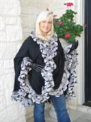 Black Cashmere Cape With Rex Chinchilla Trim