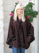 Brown Cashmere Cape With Rabbit Whipstitch
