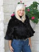 Knitted Mahogany Mink Jacket With Ruffle Trim