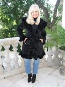 Black Shawl Collar Knitted Mink Coat
