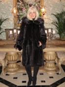 Mahogany Female Mink Coat With Hood and Mink Belt