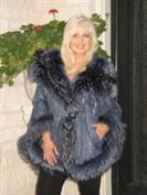 Blue Lagoon Toscana Sheepskin With Finn Raccoon Trim Poncho/Cape