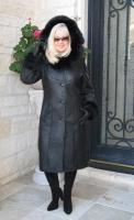 Priscilla French Merino Hooded Black Shearling Sheepskin Coat With Fox Trim