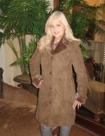 Traditional Suede Spanish Merino Shearling Sheepskin Coat - Size 2