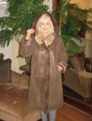 Mink Trimmed Hooded Spanish Merino Shearling Sheepskin Coat