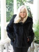 Cherlyn Black Section Mink Hooded Bomber