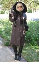 Blue Ridge in Brown Hooded Spanish Merino Shearling Sheepskin Coat - Size 12