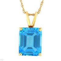 Majestic Necklace With 3.80ctw Genuine Solitaire Topaz With 14K Yellow Gold Length 17in