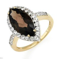 Elegant And Beautiful Ring With 5.05ctw Genuine Smokey Topaz Crafted In 10K Yellow Gold