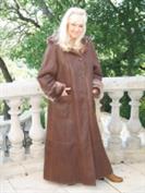 K. Sabrina Cinnamon Spanish Merino Shearling Sheepskin Coat With Attached Hood