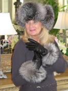 Silver Fox Trimmed Black Leather Gloves