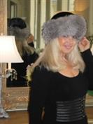 Black Mink Hat With Indigo Fox Trim