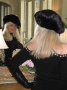 Black Mink Beret With Patent Leather Bill