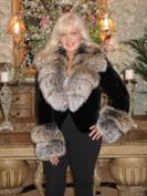 Estella Black Sheared Beaver Bolero With Layered Fox Trim