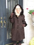 Classic Chocolate Suede Hooded Spanish Merino Shearling Sheepskin Coat