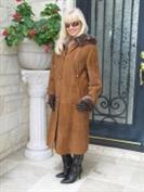 Cinnamon Statement Hooded Spanish Merino Shearling Sheepskin Coat - Size 16