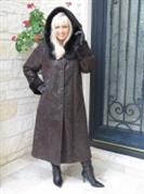 Chocolate Lace Palina Hooded Spanish Merino Shearling Sheepskin Coat