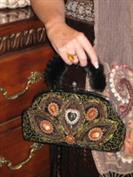 Fan Leaf Rhinestone and Beaded Handbag