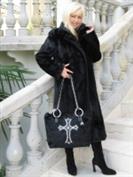 Riavani Designer - Large Black Calf Hair Handbag With Swarovski Crystal Cross