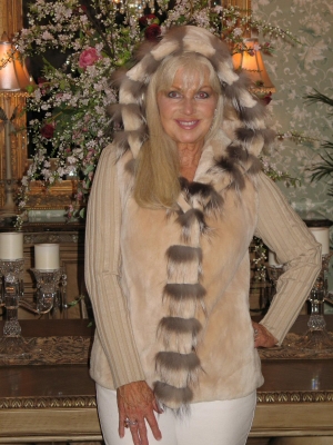 Hooded Sheared Beaver Fur Vest 