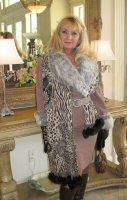 Taupe, Coffee and Pewter Scarf With Dyed Rex Rabbit Pom-Poms