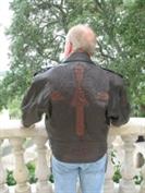 Brown Italian Lambskin Jacket With Gator Inlay Cross, Skull and Wings - Size L