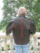 Brown Italian Lambskin Jacket With Gator Inlay Cross, Skull and Wings - Size L