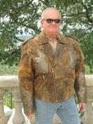Brown Distress Italian Lambskin Jacket w/ Eagle & Studs On Back, Sleeves and Front - Size XL