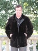 Cocoa Brown Sheared Bomber Beaver Coat With Leather Trim