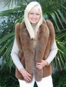 Sheared Beaver Fur Vest With Matching Fox Trim