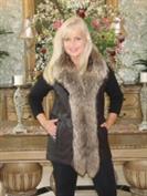 Sweet Sophistcation Brown Sheared Beaver Vest With Crystal Fox Trim Reversible To Leather