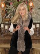 Coco Sheared Beaver Fur Vest With Crystal Fox Trim - Size 22