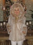 Icelandic Charm Longhair Hooded Beaver Coat With Fox Trim