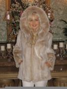 Icelandic Charm Longhair Hooded Beaver Coat With Fox Trim