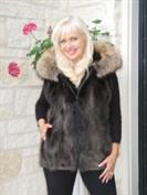 Captivating Hooded Beaver Fur Vest With Fox Fur Trim