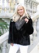 Rebecca Longhair Ranch Mink Coat With Fox Shawl Collar